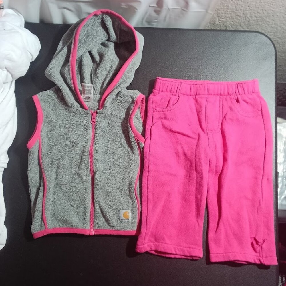 Carhartt baby 9M Pink/Gray Jogger Set